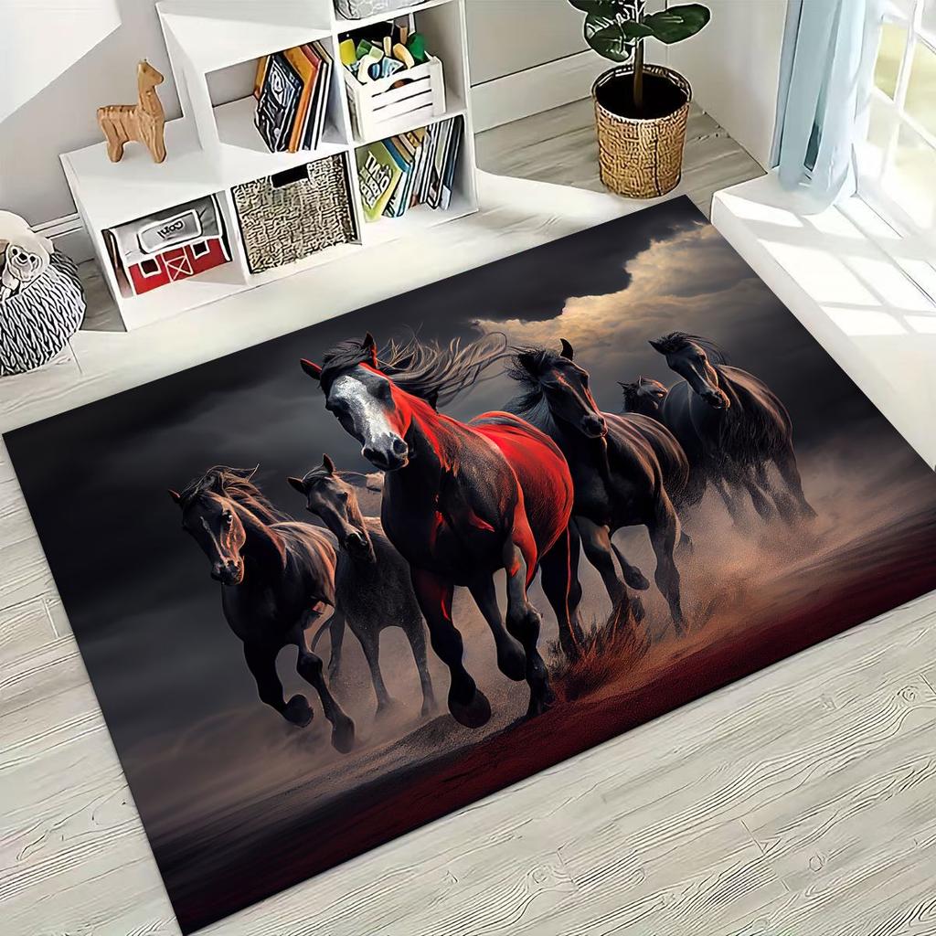 Traum Galopp Ross Pferd Mustang Cartoon Kunst Teppich Teppich für Schlafzimmer Wohnzimmer Sofa Haus Fußmatte Dekor, Kinder Rutschfeste Bodenmatte