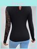 Streetwear Lace Spliced Long Sleeve T Shirt For Women With High Neck And Soft Acrylic Fabric
