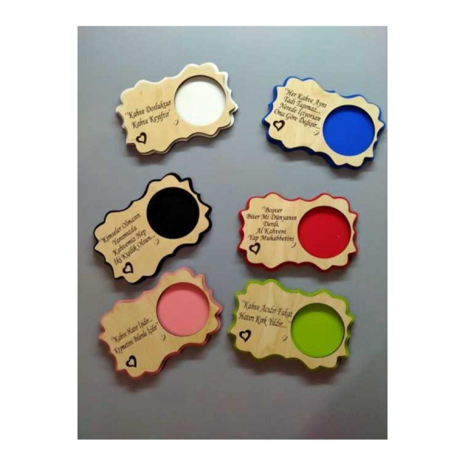 

6 штук деревянных подставок для чашек с лазерной резкой и кофейным дном