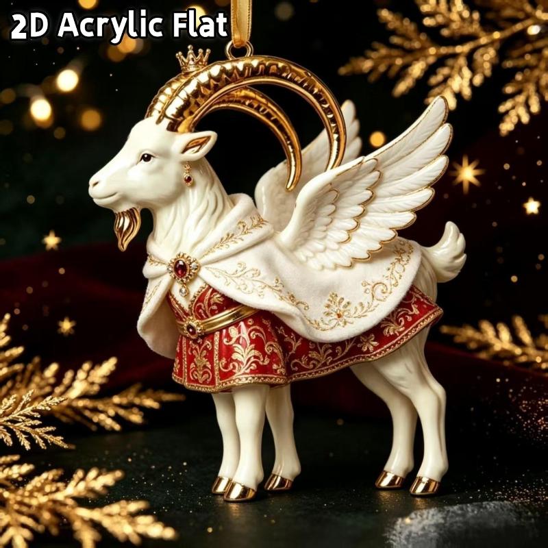 2D Flat Shining Acrylic Rhinestone Goat Hanging Ornament Cute Xmas Tree Decor for Kids Room Holiday Decoration