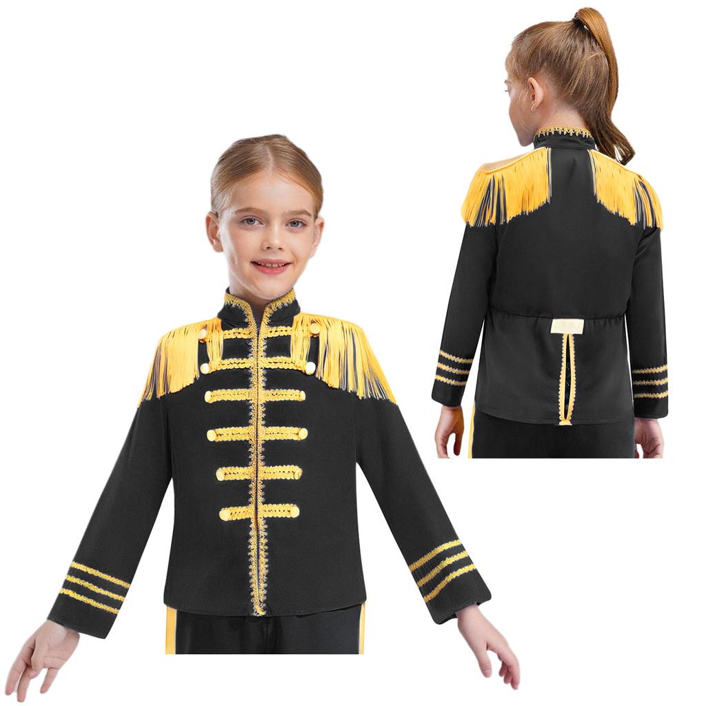 Kids Rock Band Cosplay Outfit - 1960s British Star Gold Lace Long Sleeve Shirt for Music Theme Party