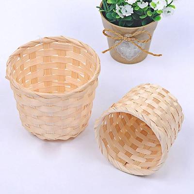 1pcs New Handmade Bamboo Garden Flower Pot Wicker Basket Straw Patchwork Wicker Rattan Seagrass Storage Organizer Nursery Pots
