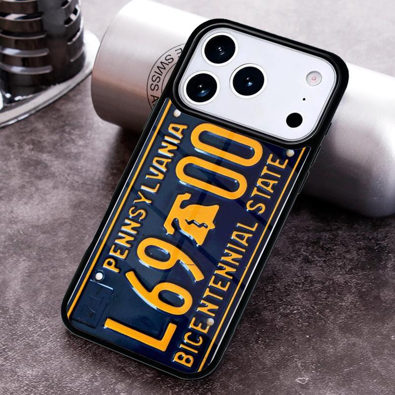 Retro Funny License Plate Number Phone Case for iPhone 17 16 15 Pro Max Air 14 13 12 11 Plus Shockproof Capa Cover