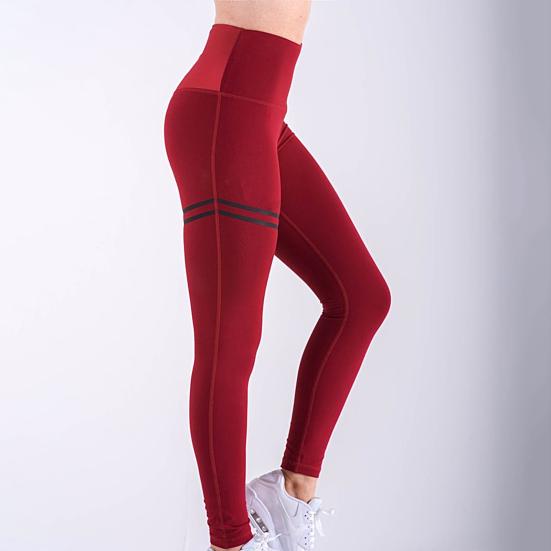 Calças Leggings de Treino Sem Costura de Cintura Alta para Levantamento de Quadril para Mulheres Listradas Calças de Ginástica
