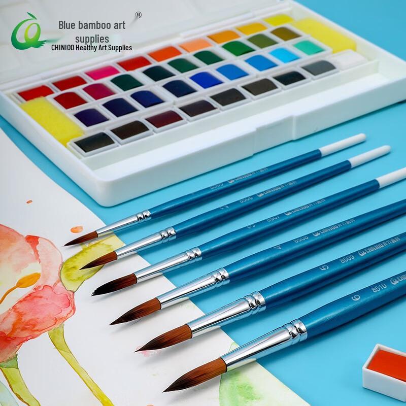 CHINJOO Nylon Hair Round Head Watercolor Brush Set