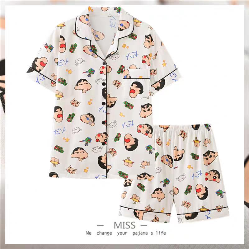 

Crayon Shin-chan Large Size Women s Pajamas Women s Summer Short Sleeve Japanese Student Cartoon Cute Loungewear Set M