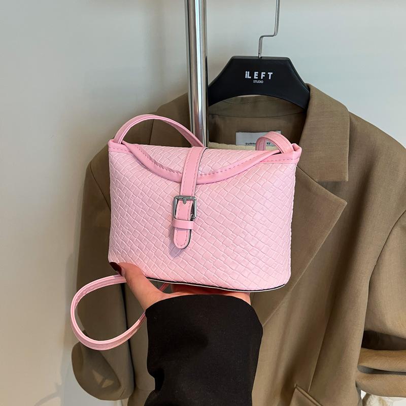 2025 New Woven Pattern Small Bag Women's Sen Meng Underarm Handbag Light Luxury Niche Shoulder Bag Bucket Bag