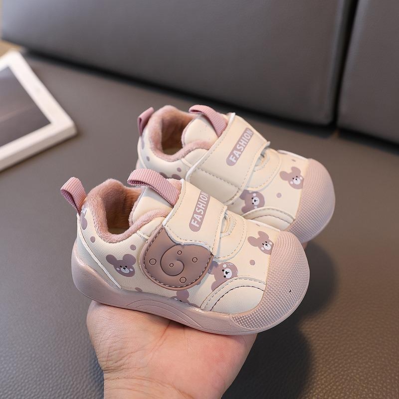 Infants’ Soft-Soled Walking Shoes, Winter, Boys’ and Girls’ Fleece-Lined Warm Sneakers, Lightly Padded for Toddlers, Cotton-Lined Mid-Season Shoes