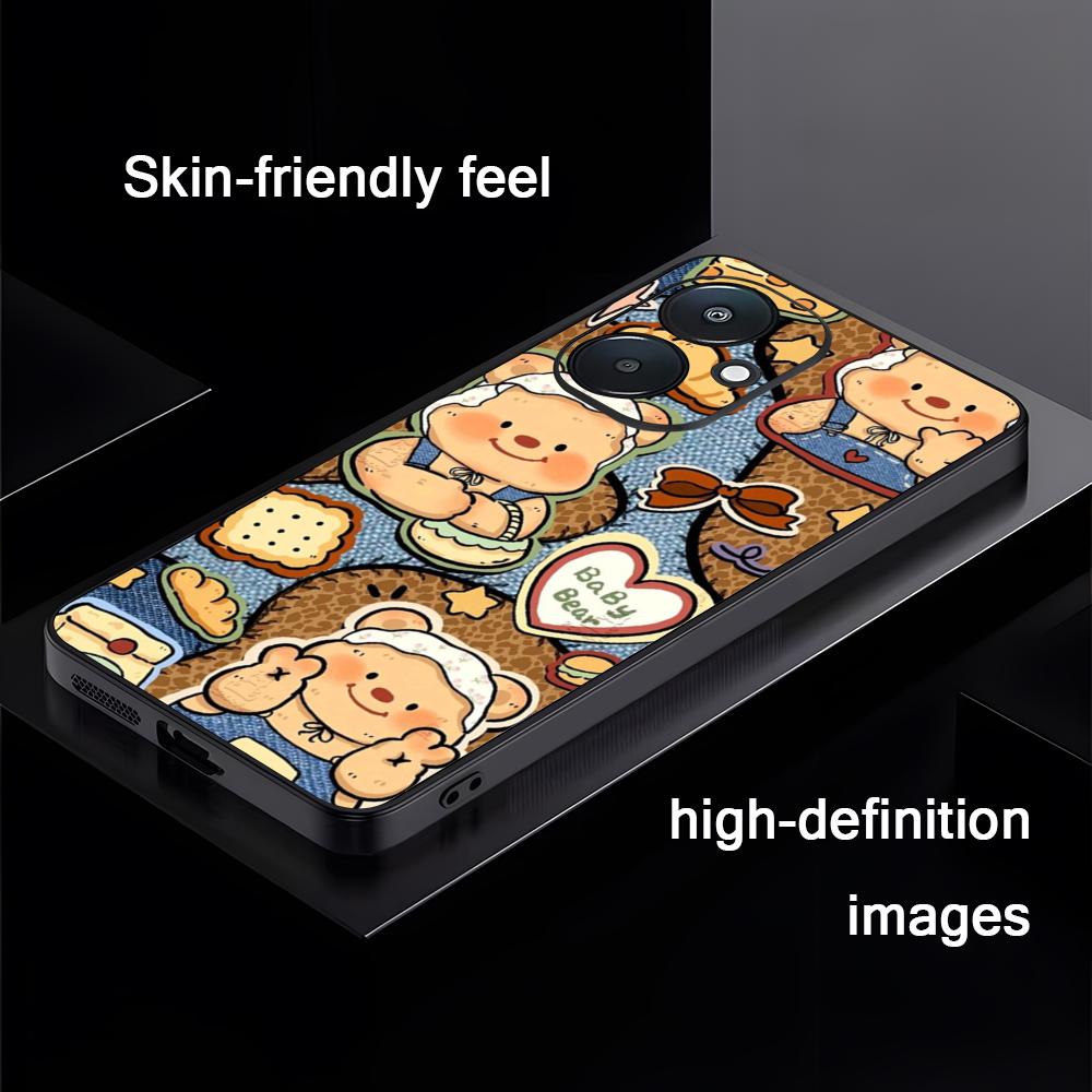 Brand B-Butter Bear Cartoon Phone Case For Xiaomi Redmi 14C 13C 12C Note14 13 12 11 10 Pro Plus S Soft Black Phone Cover