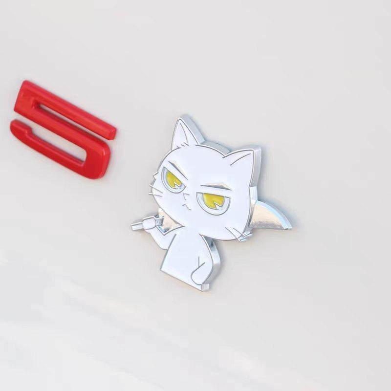 3D Stereo Cute Cartoon Custom Car Emblem Stickers Waterproof Creative Body Exterior Decorations for Covering Scratches белый