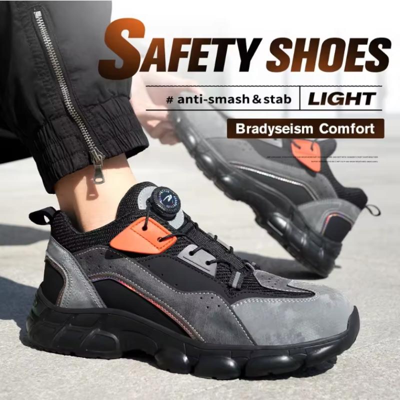 Waterproof Men'S Boots Anti Smash Anti Puncture Steel Toe Shoes Breathable Male Safety Shoes Rotary Buckle Men Protective Boots