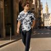 Men's Casual Short Sleeve Shirt Cotton Linen Blend Lightweight Breathable Button Down Collar Summer Top