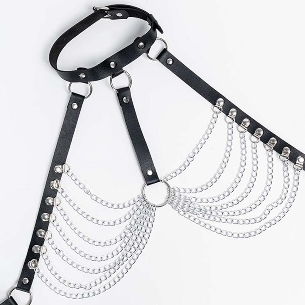 "Chain Bra Harness Fashion Leather Body Chain Lingerie Halloween Accessories Belt Adjustable  "
