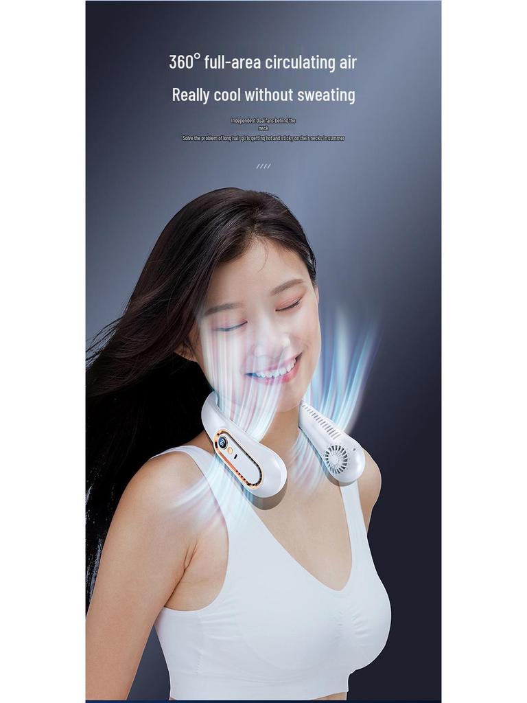 USB Rechargeable Bladeless Neck Fan - Portable, Personal, and Hands-Free