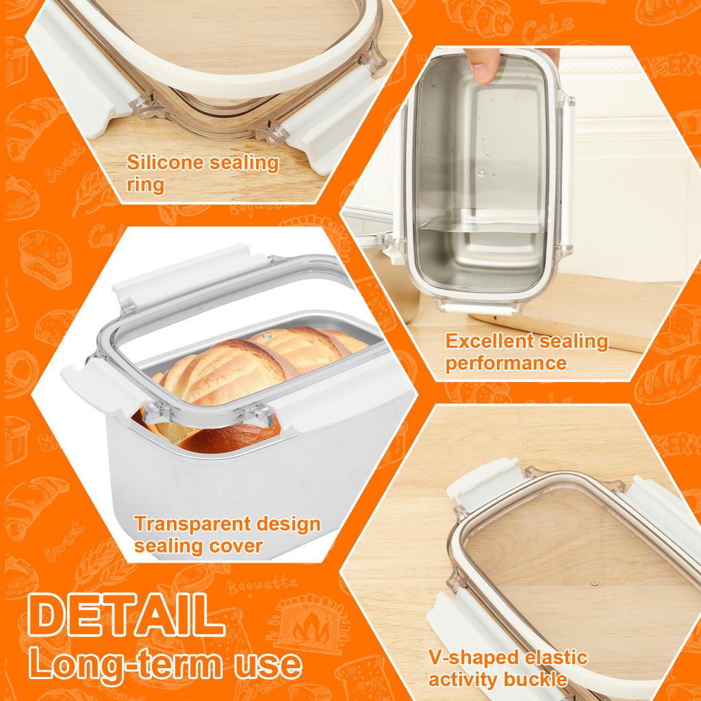 Stainless Steel Lunch Box with Lid Portable Airtight Snack Container Fresh Keeping Food Fruit Salad Bento Box Loaf Bread Pan