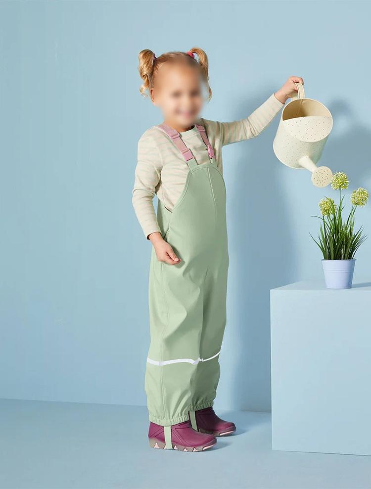 Kids' Fleece-Lined Waterproof Rain Pants – Unisex Bibs for Toddlers and Kindergarteners