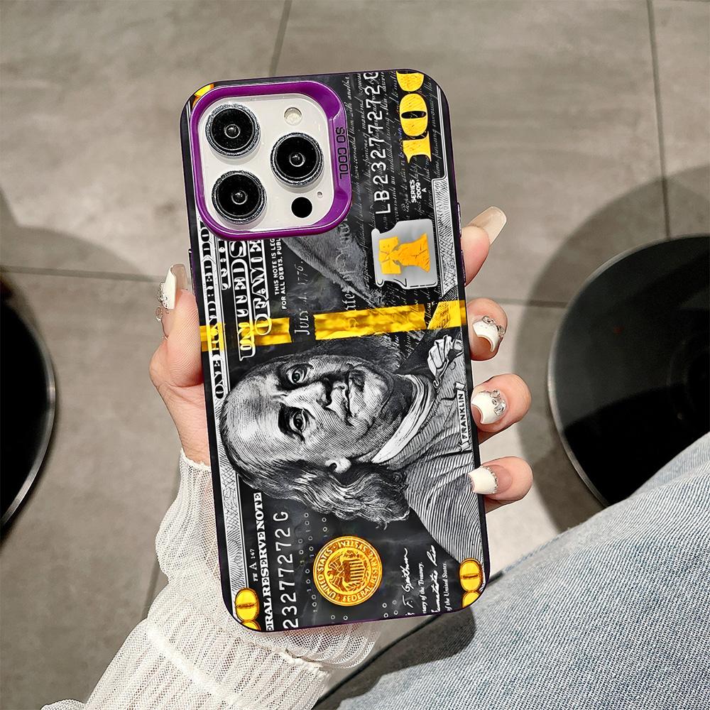 USD Dollar Purple Translucent Mobile Phone Case for iPhone 17 16 15 14 13 12 11 X XR XS Air Pro Max Plus Colorful Cover