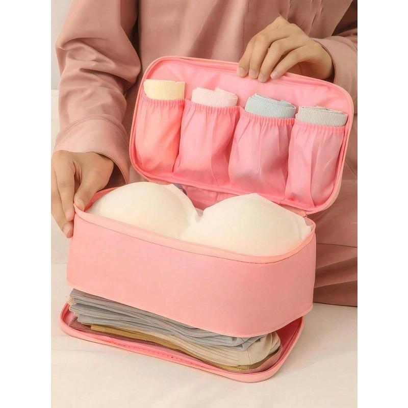 Портативная косметичка для путешествий, Раздельная сумка для хранения нижнего белья, Удобная и практичная one-size розовый