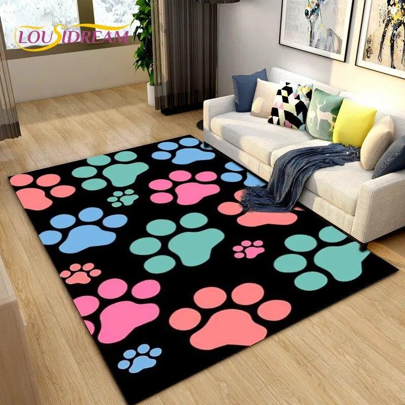 3D Pets Footprint Sole Series Area Rug Large,Carpet Rug for Living Room Bedroom Sofa Doormat Decoration,kids Non-slip Floor Mat