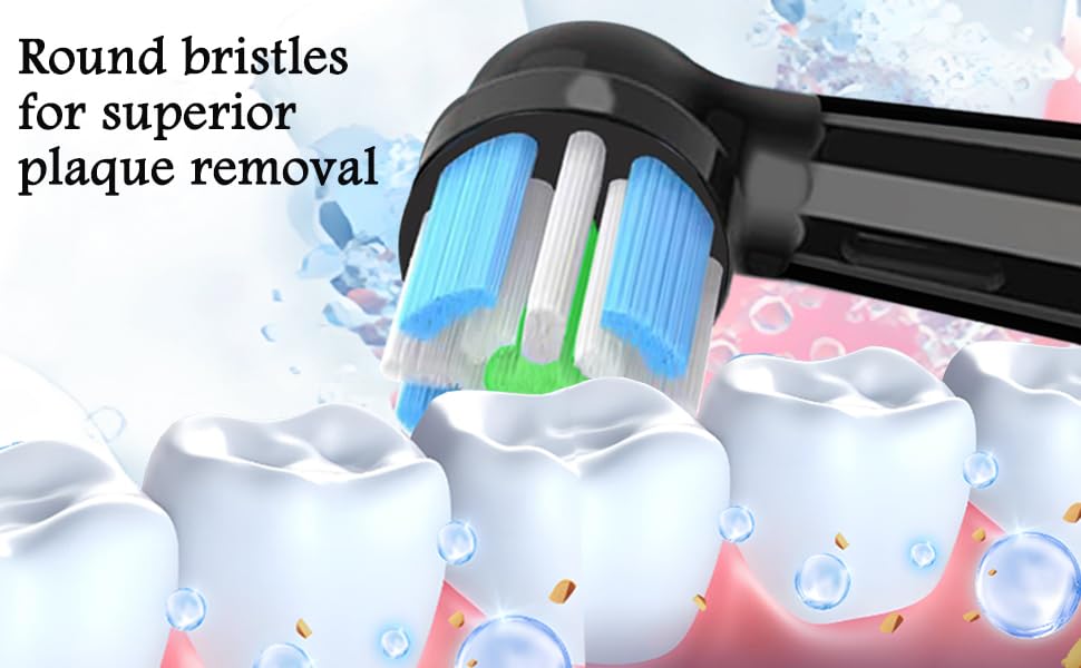 IO Replacement Brush Heads for Oral-B iO Series 2-10 Electric Toothbrushes (3 Black + 3 White)