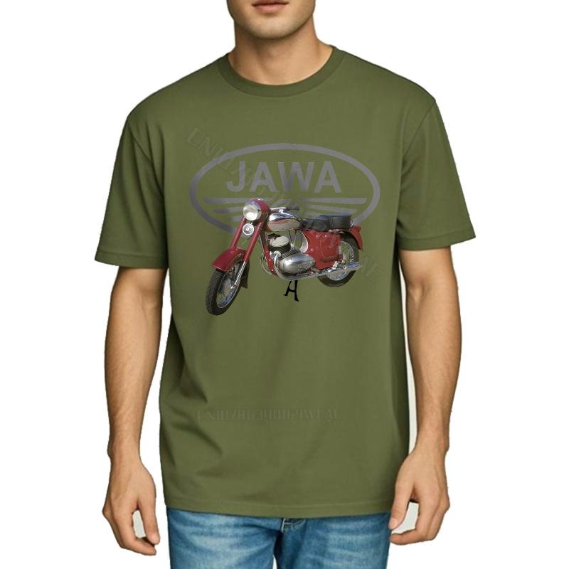 Unisexs T Shirt Adult Relaxed Fit Tshirt Jawa Motorcycle Logo On Black Summer Cheap Tshirt Retro Short Sleeve Shirt Soft