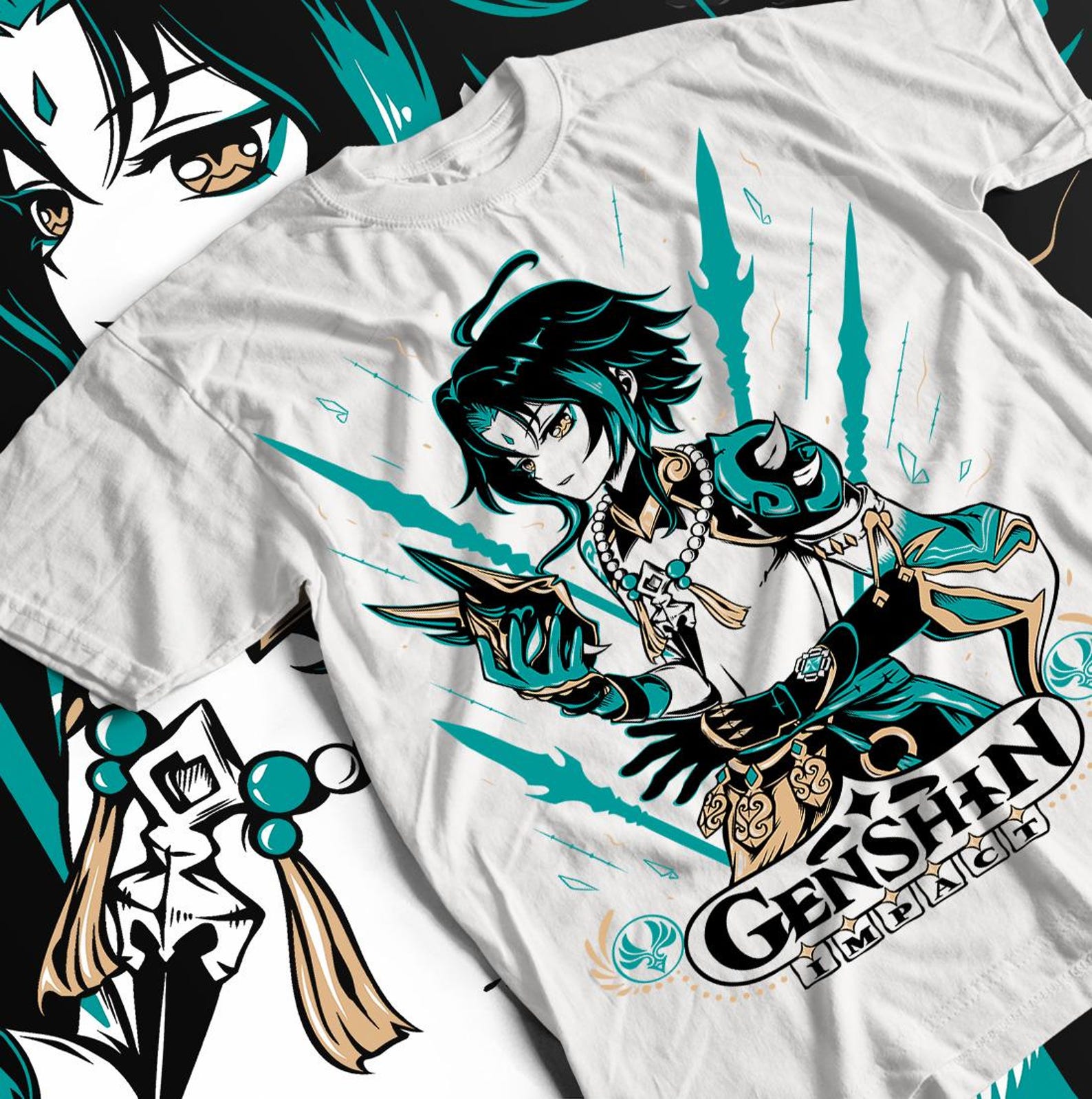 Genshin Impact Xiao Japan Aesthetic Anime Japanese Vaporwave Genshin Impact Raiden Shogun Gaming T-Shirt, Anime Waifu Shirt 2XL