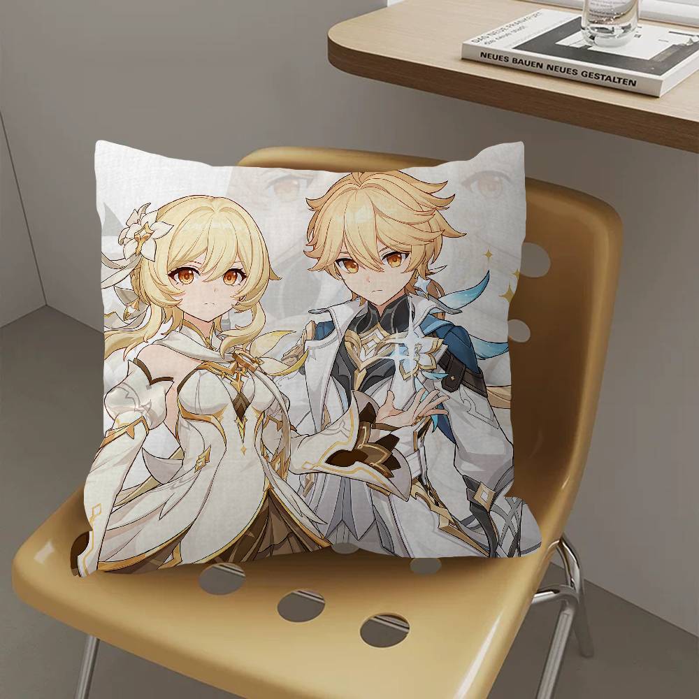 Anime Game Genshin Impact Stitch Lucky Dragon Pillow Cover Sofa Cushion Cover Home Room Decoration Children Gift