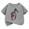 Funny Dance Girl Design Printed T Shirts Short Sleeve Fashion Kids Childrens Tshirt Girls Summer Spring Casual Top Tee