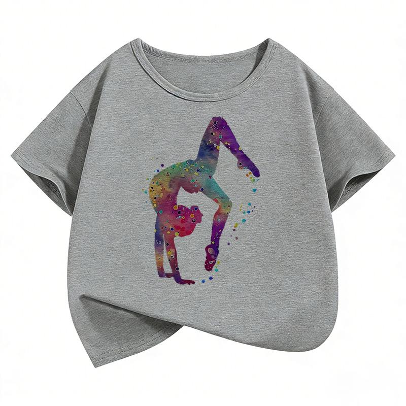 Funny Dance Girl Design Printed T Shirts Short Sleeve Fashion Kids Childrens Tshirt Girls Summer Spring Casual Top Tee