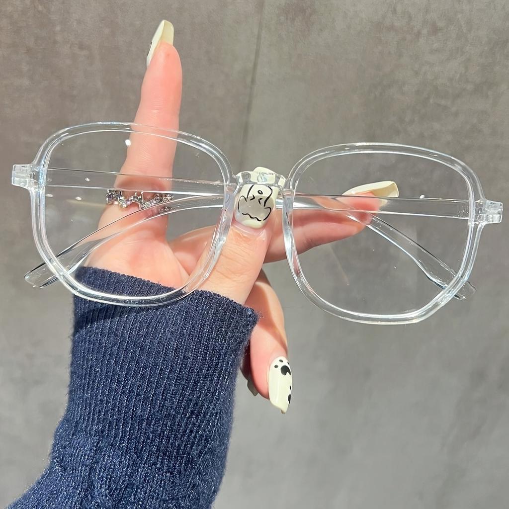 1 piece of women's jelly colored fashionable flat frame new retro simple irregular glasses suitable for daily outings