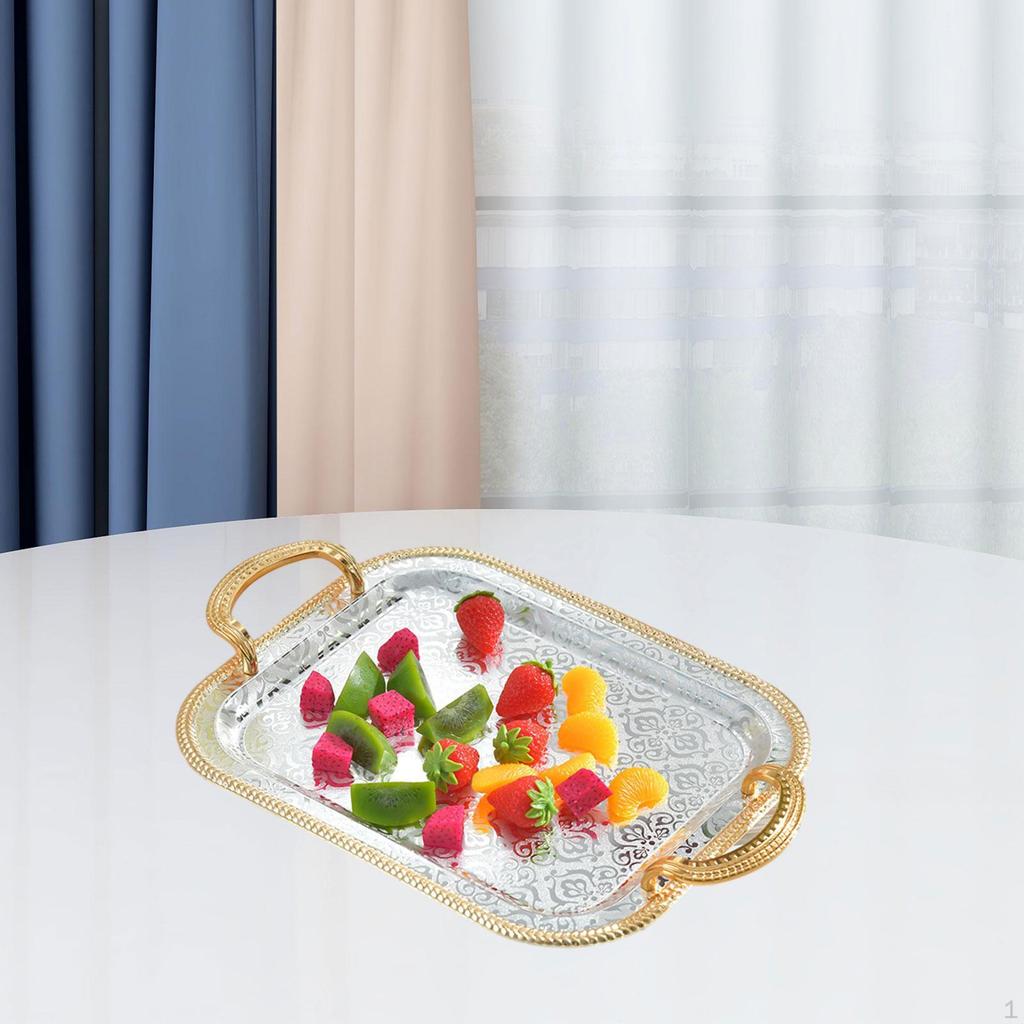 Serving Tray Decorative Iron Elegant Food Tea Cup Holder for Kitchen Bathroom Dresser