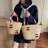 New Woven Women's Bag Handmade Grass Woven Handbag Fashion Embroidery Versatile Shoulder Bag Beach Bag KTB