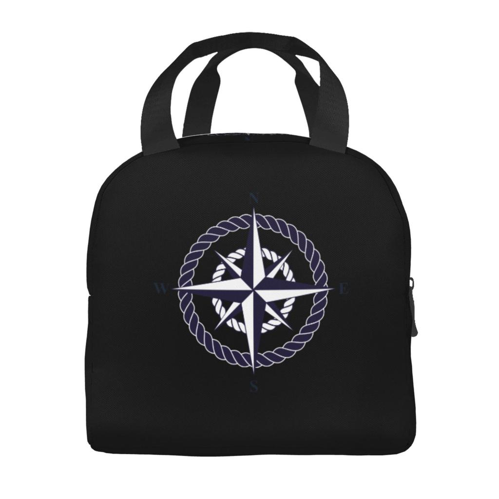 Navigation Compass Pattern Lunch Bags Insulated Bento Box Lunch Tote Leakproof Picnic Bags Thermal Bag for Woman Girl School