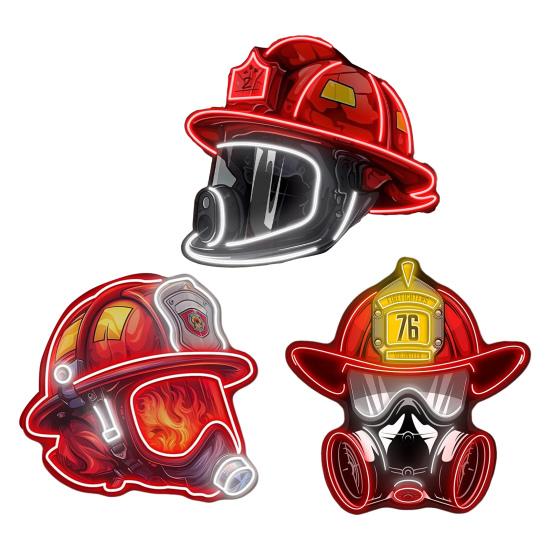 Firefighter Helmet Neon Light Sign USB Powered Dimmable LED Acrylic Helmet Lamp with On/Off Switch Firefighter Hero Wall Decoration