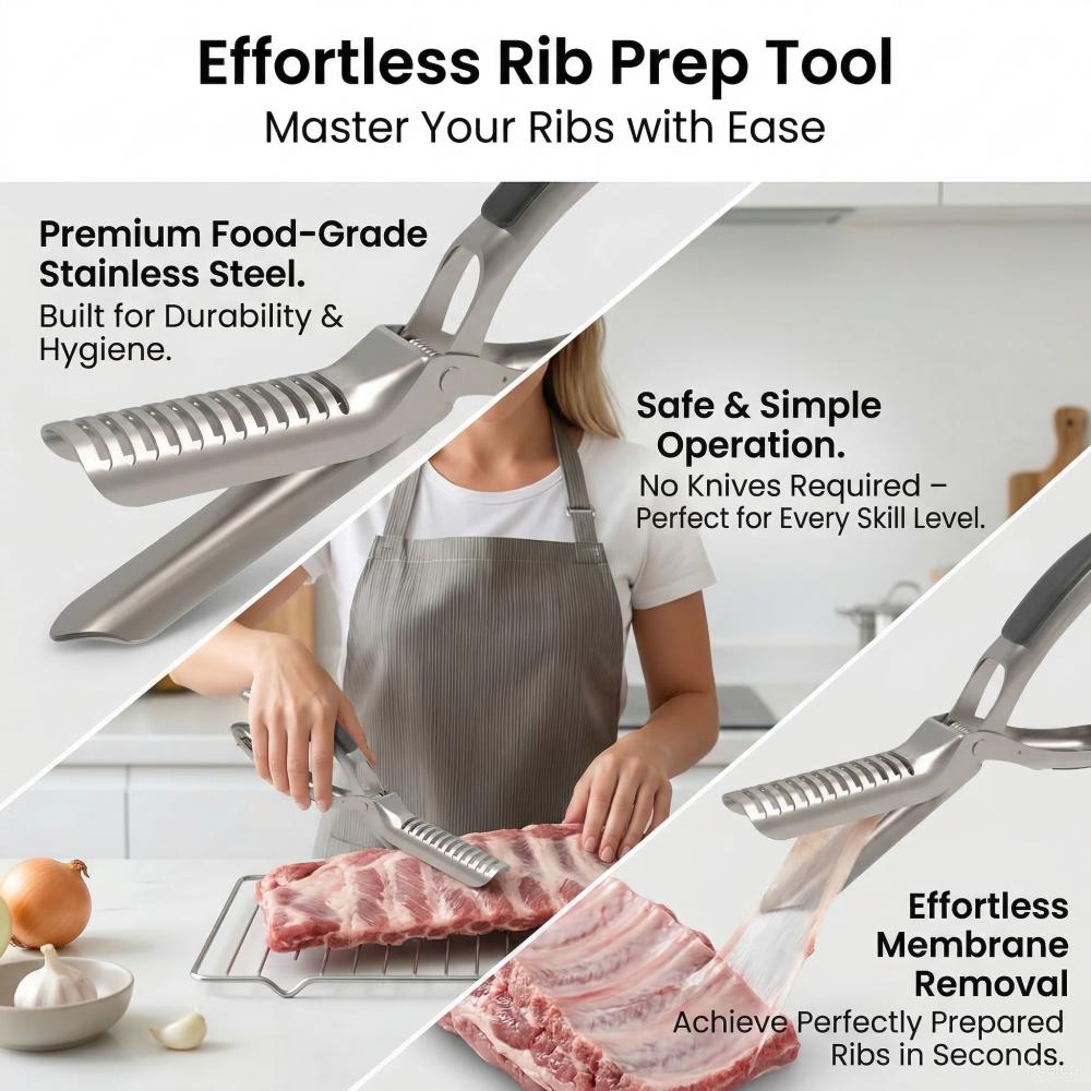 Rib Membrane Remover Stainless Steel Tool Kit The Ultimate Rib for BBQ Enthusiasts Ergonomic Design for Easy Membrane Removal