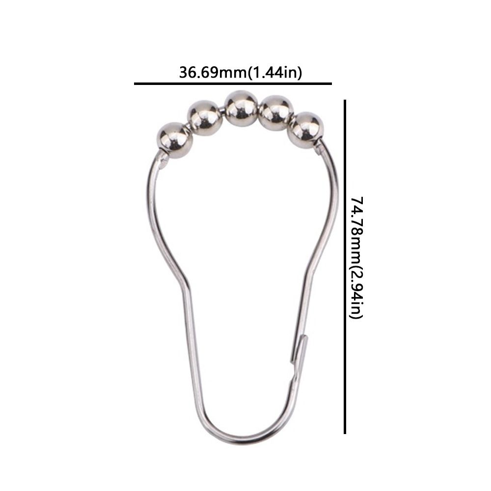12pcs 304 Stainless Steel Shower Curtain Hooks Rust-proof Five Beads Gourd Curtain Hanger Heavy-Duty Sliver Shower Rod Hooks