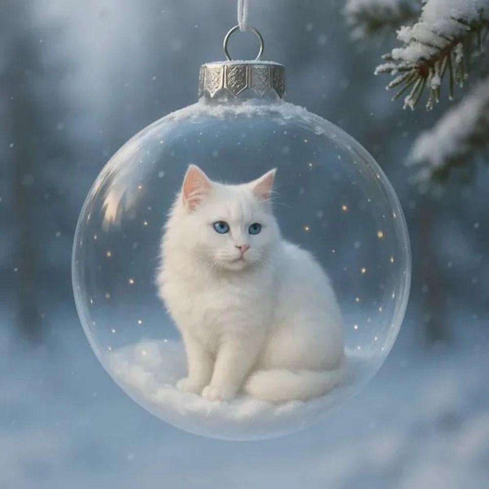 New Plastic Cat Ornament DIY Replacement Caps Acrylic Bauble Creative Solid Color Tree Decorative Ball DIY