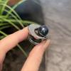 Imitation Tahitian Black Pearl Ring Opening Starry Aurora Light Luxury Temperament High-End Feeling Full Of Diamonds