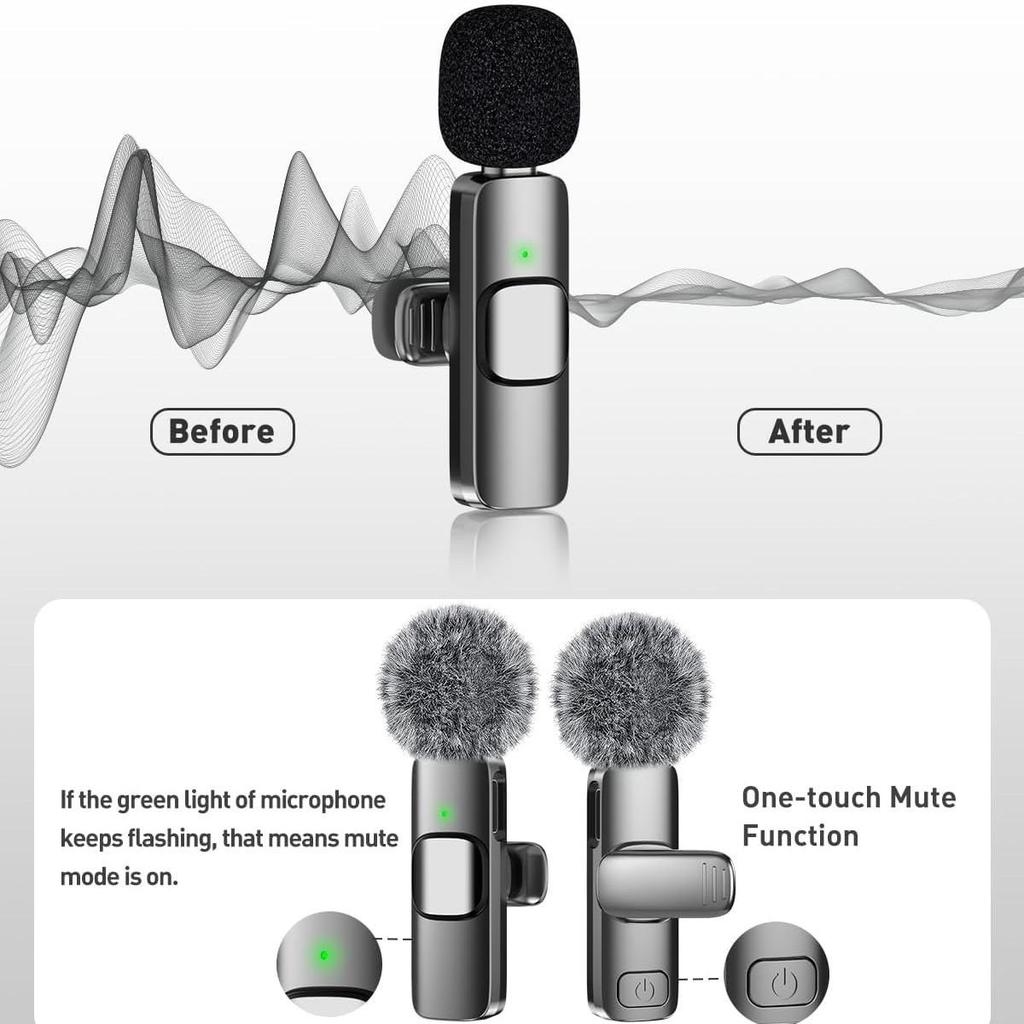 K9 Wireless Lavalier Microphone Set for Mobile Streaming and Noise Reduction