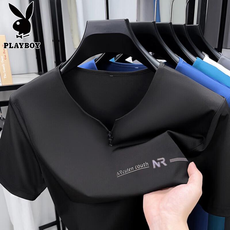 Playboy Men s V-Neck Ice Silk T-Shirt 58