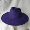 Nuovo Colore Verde Malachite Cappello a Cilindro in Pelle Scamosciata Ampio Bordo 9,5 Cm Cuore di Pesca Cappello Jazz Semplice e alla Moda