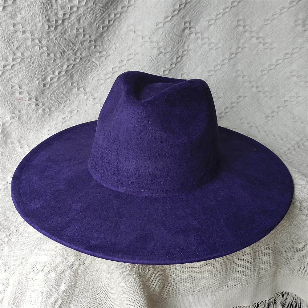 Nuovo Colore Verde Malachite Cappello a Cilindro in Pelle Scamosciata Ampio Bordo 9,5 Cm Cuore di Pesca Cappello Jazz Semplice e alla Moda