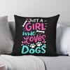 Just A Girl Loves Dogs Square Pillowcase Polyester Linen Velvet Printed Zip Decor Pillow Case Room Cushion Cover