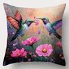 Hummingbird Flower Cluster Theme Single-Sided Printing Short Plush Suitable Living Rooms Bedrooms Sofas (Excluding Pillow Cores)