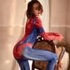 Sex lingerie red spider-man sexy tight uniform long zipper crotch seduction anime character