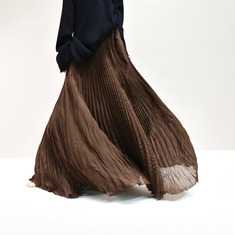 2025 Eleganter Chiffon-Midikleid mit 6 Meter breitem Saum für Damen, A-Linie, für Frühling/Sommer