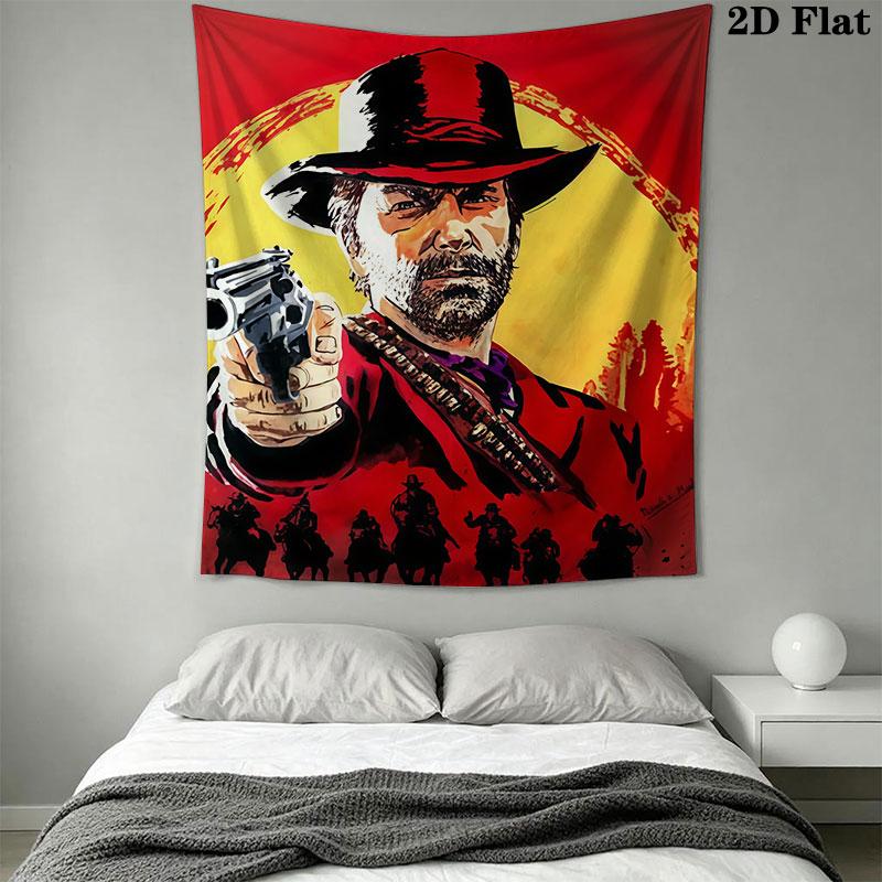 Red Dead Redemption Wall Hanging Printed Fabric Blanket Decorative Tapestries for Bedroom Living Room Home Decor