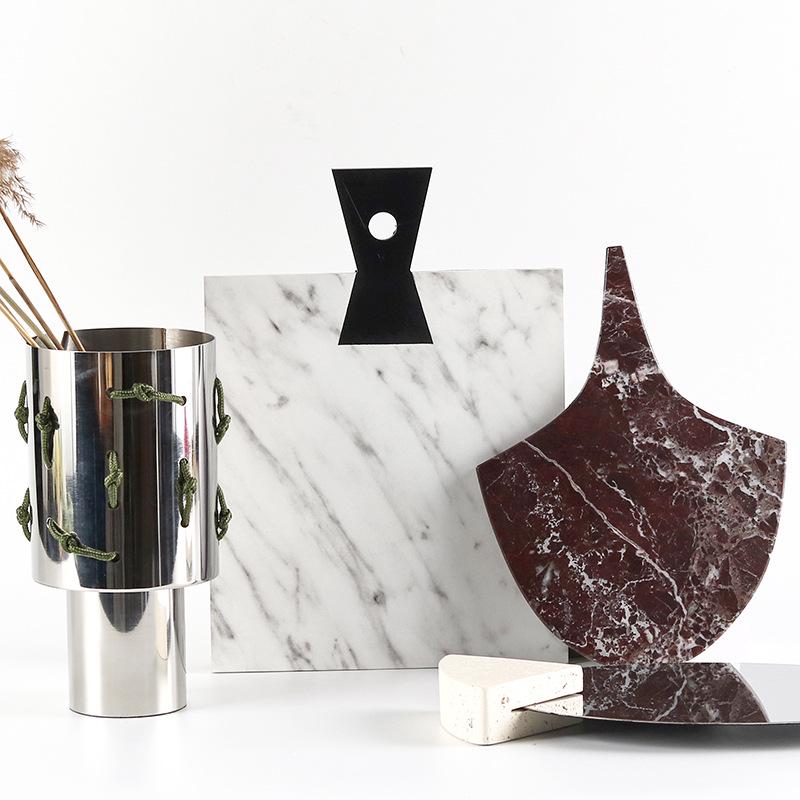 Simple Modern Irregular Geometric Faux Marble Tray for Coffee Table or Office Décor