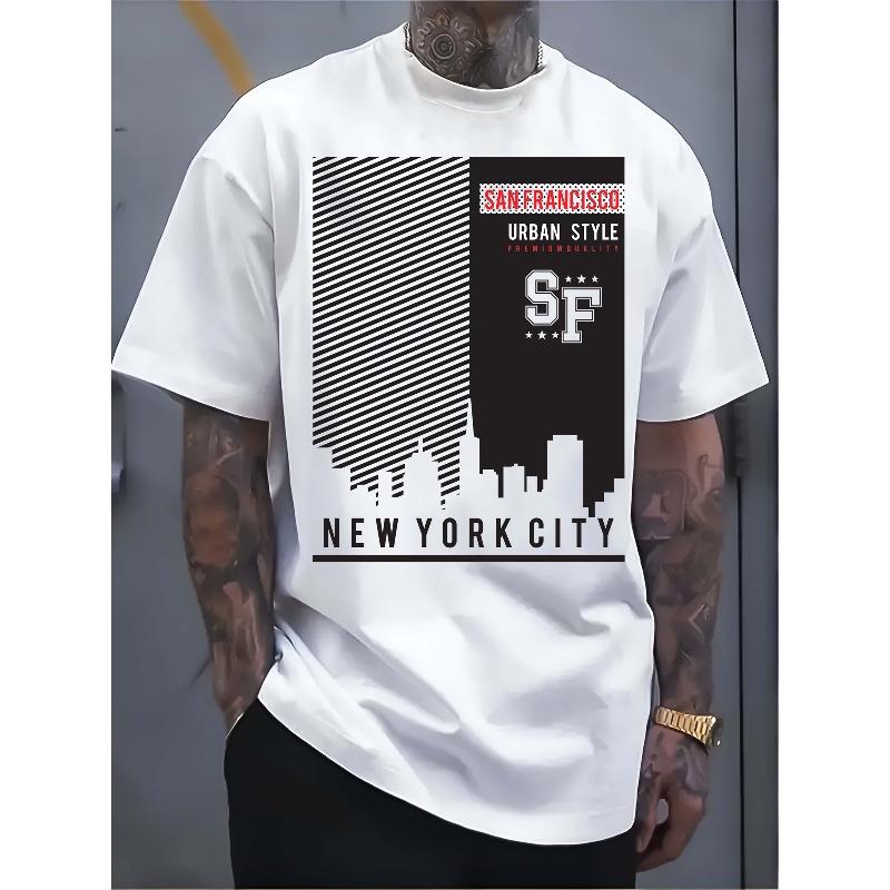 Мужская однотонная белая футболка из 100% полиэстера, европейский размер: Футболка San Francisco Urban Vibe - Премиальный Полиэстер Классическая S