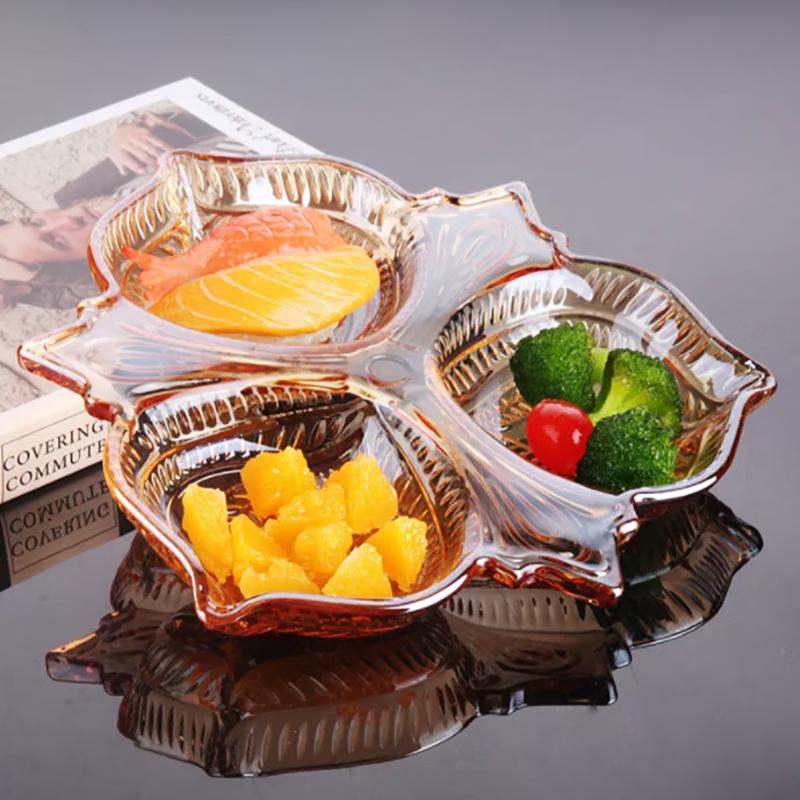 Flavinmci European Crystal Glass Divided Fruit Plate